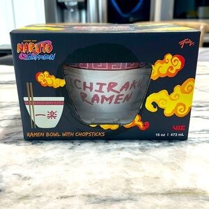 🆕️✨️ Naruto Ichiraku RAMEN BOWL with Chopsticks Japanese Ceramic Dish Set NIB